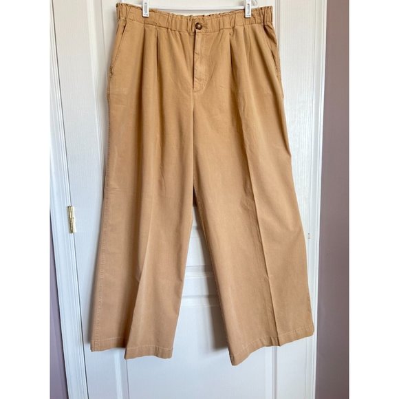 EXCLUSIVE! LOFT Women's XL Wide Leg Chino Wide Leg Knit Elastic Waist Pant - Picture 1 of 4
